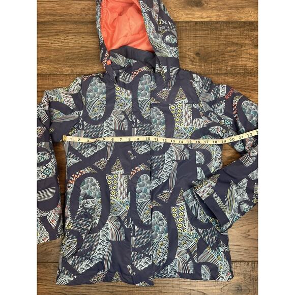 Roxy Snowboard Ski Jacket Blue Print Sz XL 14 Dry flight Technology 10K - Picture 9 of 12